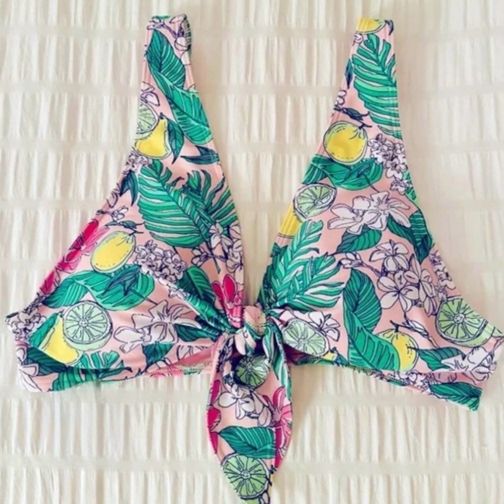 VINEYARD VINES, Painted Palm Bikini Top Pink Cloud, Size X-Large, NWT